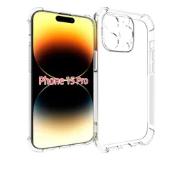 Wysokiej jakości obudowy telefonów komórkowych dla iPhone 15 Pro Max plus 14 13 12 Przezroczysty wstrząs Crystal Clear Cover TPU