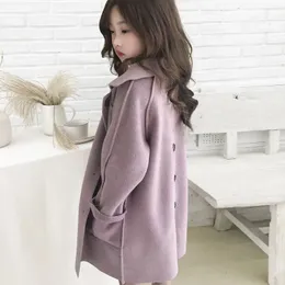 Ceket her zaman kız yün katlar sevimli dış giyim çocuk ceketleri genç tasarımcı uzun palto 231009 için gündelik kış kıyafetleri