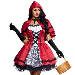 Tema Kostümü Çoklu Karnaval Cadılar Bayramı Lady Little Red Riding Hood Kostüm Klasik Vintage Clubwear Play Suit Cosplay Süslü Parti Elbisesi X1010
