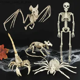 Inne impreza imprezowa Halloween Bat Spider Szkielet Scary Bones Ruchable Model Animal Model Halloween Dekoracja imprezy dla domu Haunted House Props dla dzieci Q231010