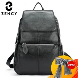 School Bags Zency Black Beige Leather Women Backpack A Quality Anti-theft Large Capacity Knapsack Travel Bag Lady Stylish School Rucksack 231009
