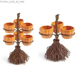 Other Event Party Supplies Halloween Broomstick Snack Bowl Stand Ornament Ative Creative Party Props Art for Serving Snacks Salad Fruit Supplies Kitchen Q231010