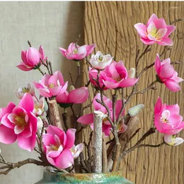 装飾的な花マグノリアブランチホームデコレーションウェディングパーティー用品ガーデンフェイクオフィス装飾机の花瓶