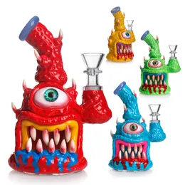 6 tum 3D Handmålning Bägare Bas Hookah Big Eyes Style Glass Pipes DaB Rig Rök Vattenrör 5 mm tjocklek Oljeriggar Återvinn Tobak Bong Cool Bongs