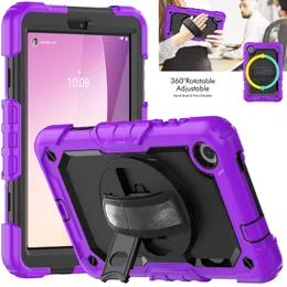 Heavy Duty Armor Case For Lenovo Tab M9 K9 9.0inch M8 HD 3rd 4th Gen 8.0 inch Kids Shockproof Cases Hand Wrist Strap 360 Rotating Stand Tablet Cover with PET Screen Film