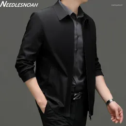 Herrenjacken NEEDLESNOAH Frühling Antumn Männer Freizeitjacke Mode Solide Slim Fit Business Mantel Umlegekragen Leichter Mantel