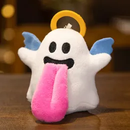 Plush dockor Kawaii Ghost Pendant Creative Funny Cartoon Long Tongue Image Key Chain School Bag Decoration Gifts 231009