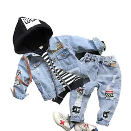 Småbarn Baby Clothes Autumn Boys Tracksuits Jacket Sweashirts Trousers 3st Cotton Tops Shirts Jeans For Children Children Clothing 22231u