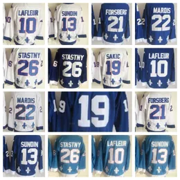 Herren CCM Retro 19 Joe Sakic 21 Peter Forsberg Hockey-Trikots 13 Mats Sundin 26 Peter Stastny Trikots 10 Guy Lafleur 22 Marois Vintage Blau Weiß 2023 Neues heißes Trikot