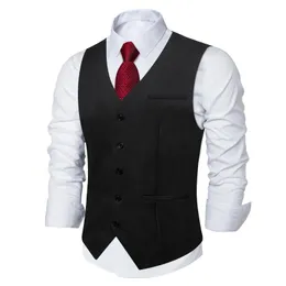 Coletes masculinos preto sólido rayon poliéster homens terno colete festa de casamento formal cáqui azul vermelho negócio blazer slim colete gilet drop 231010