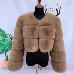 Womens Fur Faux Winter Jackets Woman Luxury Faux Fur Coat Short High Street Fluffy Jacket Fake Furry Warm COA 231010