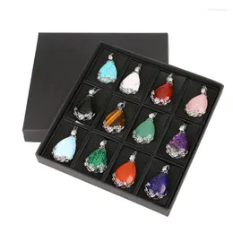 Pendant Necklaces 2023 Women Necklace Water Tear Drop Faceted Cutting Bezel Setting Glass Crystal Jewelry Beads 12 Pcs