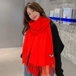 esigner scarf for women Luxury Solid Cashmere Blanket Scarf Warm Pashmina Winter Double Side Diffrent Color Shawl Wraps Bufanda with Tassel Echarpe New