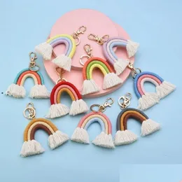 Party Favor Party Rainbow KeyChain Rame Weaving Tassel Keychains Car Keyring Holder Jewelry for Bag Wallet Purse Women Jn09 Home Garde Dhnu7