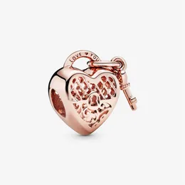 100% 925 Sterling Silver Love You Heart Padlock Charms Fit Original European Charm Armband Smycken Tillbehör317U