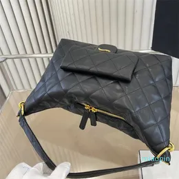 Mulheres marca de luxo saco grande capacidade bolsa clássico diamante verificador preto cor ouro correspondência mochila crossslung macio pegajoso sentir 28cm