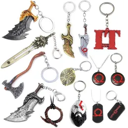 Keychains God of War 4 Kratos Sword Keychain Pendant Keyring Jewelry 남자와 여자 자동차 키 체인 액세서리 272r