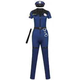 Neues Thema Kostümpolizei Frau Offizier Jumpsuit Kostüm Zipper Fantasy Cop Outfit mit Accessorie Cosplay Carnival Halloween Fancy Party Kleid 35