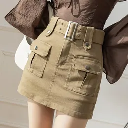 Skirts Women Summer Cargo Skirt High Waist Korean Version Y2k Fashion Casual Denim Style Pants Vintage A-line Women's Clothing