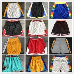 Stitched Team Basketball Shorts Men Sweatpants pantaloncini da basket Sport Mens Short Pants White Black Red Purple Green225L