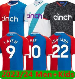 2023/24 Crystal Soccer Jerseys 23 24 Zaha Eze J.A.Ayew 홈 톱 풋볼 셔츠 키트 Benteke Schlupp Mateta Edouard Gallagher 남자 어린이 저지 유니폼