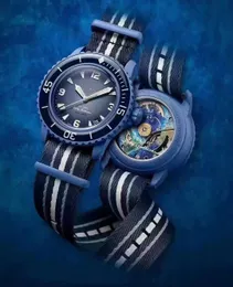 Nowy bioceramiczny obudowa luksusowa designerska zegarek mechaniczny piesek zegarek męski zegarek pełna funkcja chronograf nylon zegarek
