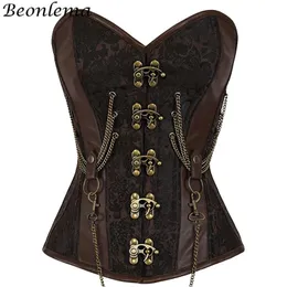 Kadın Tankları Camis Corset Steampunk Vücut Shapewear Kadın Kahverengi Gotik Giysiler Korse Budier Vintage Burlesque Goth Bel Dantel Yukarı Korse 231009