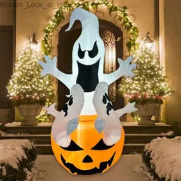 Andra evenemangsfestleveranser 1,8 m Halloween Ghost Uppblåsbar dekoration Vit Phantom Pumpkin Ornament med LED -lampor utomhusgård Q231010