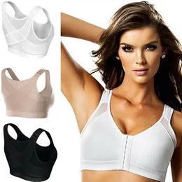 Bras Women Sport Zip Front Wireless Push Up Slim Black Fitness Tops Bieliza