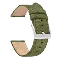 Uhrenarmbänder Nylon-Canvas-Lederarmband mit Löchern 20/22 mm gebundenes Schnellverschluss-Schalterohr