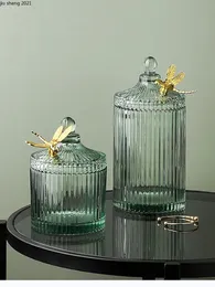 Herb Spice Tools European Glass Butterfly Candy Jar Pink Green Transparent Glass Jewelry Box Home Food Dried Fruit Storage Container Home Decor 231009
