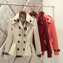 Bayan Ceket Kısa Hendek Tasarımcı Kadın Rüzgar Çeker Ceketleri Palto Çıkışları Kadın Sonbahar Kış Üstleri Boyut S-L