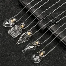 Glaze Vial Necklace Openable Water Drop Heart Steel Chain Keepsake Essential Oil Pendant Memorial Jewelry Perfume Necklaces249W