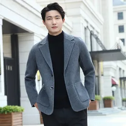 Men's Wool Blends MVLYFLRT Solid Color Tailored Collar Clothing 100 Pure Handmade Short Coat Korean Version Slim Fitting Jacket 231009