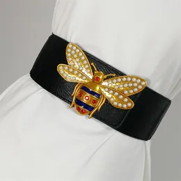 Luxury Brand Belts For Women Large Size Female Elastic Pearl Corset Belt Designer Wide Stretch Cummerbunds Dress Waistband 2204142722