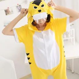 Women's Sleepwear Tiger Onesie Adult Women Animal Pajamas Short Sleeve Cotton Onepiece Summer Pijama Cosplay