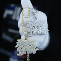 Iced Out Bling Men necklace Jewelry Micro Pave 5A CZ Gold Color Rock Punk Hip Hop Letter Hustle Or Be Broke Pendant Necklaces2074