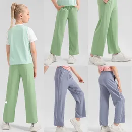 LU- 1457 Yoga for Children Spring Summer Autumn Girls Soft Elastic Flare Pants Breathable Quick Dry Trousers