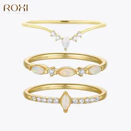 Pierścień Solitaire Eleganckie kryształy opalowe pierścionki dla kobiet 925 Srebrne srebrne oświadczenie ślubne biżuteria Anillos Bague Femme Plata 231009