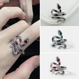 Cluster Rings Fashion Trendy Ins Style Snake Adjustable Ring For Women Hip Hop Punk Oil Drip Personalized Party Jewelry Accessories Gifts