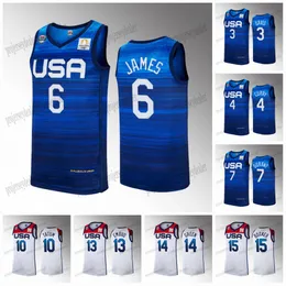 2024 FIBA ​​VM USA Jerseys baskettröjor Joel 13 Embiid Anthony 3 Davis LeBron 6 James Stephen 4 Curry Kevin 7 Durant 10 Jayson Tatum Jayson 10 Tatum