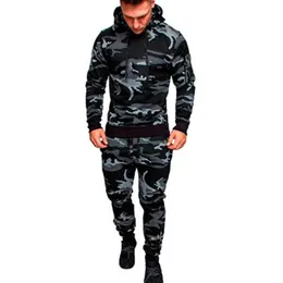 Felpe con cappuccio Moda Uomo Primavera Hiphop Tute Camouflage Designer Cardigan Felpe con cappuccio Pantaloni 2 pezzi Set di abbigliamento Pantalones Abiti fre2197