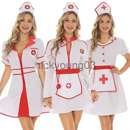 Tematsdräkt Carnival Halloween Lady Head Nurse Costume Classic Hospital Uniform Temptation With Hairhoop Cosplay Fancy Party Dress X1010