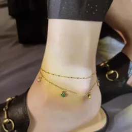 مصمم طوابق من طراز Clover Anklet Small 5 -Splowers Jewelry 18K Gold Plated Mother of Pearl Colorful Chain for Mothers Day Chrismas Party Holiday Gift