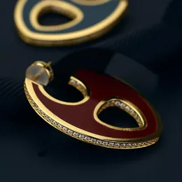 S925 Sterling Silver European And American Single Enamel Diamond Earring Personality Fashion Trend Design Luxury Brand Jewelry249e
