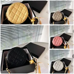 2023 New Round Cake Bun Designer Genuine Leather Shoulder Luxury Fashion Tote Backpack Small Chain Purses Caviar Flap Handbag Q9D6#