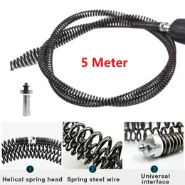 Other Household Cleaning Tools Accessories 5 Meter Sewer Dredging Spring Electric Drill Drain Cleaner Machine Pipe Dredger With Connector 231009