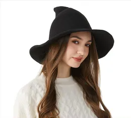 2023 модные популярные шляпы унисекс с широкими полями, высококачественная колокольчатая шляпа ведьмы на Хэллоуин, черная вязаная шапка