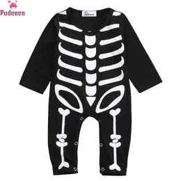 Комбинезоны осень-зима Хэллоуин одежда для маленьких мальчиков и девочек комбинезон со скелетом комбинезон с длинными рукавами наряд костюм косплей 231010