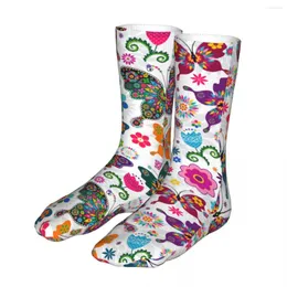 Мужские носки, женские спортивные носки с узором бабочки, хлопковые счастливые красочные бабочки, женские носки